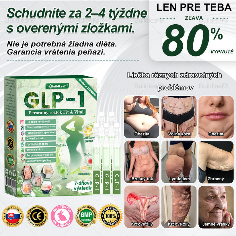 🍀BuildLeaf® GLP-1 6-v-1 Fit & Vital Perorálny Roztok  (Len raz denne, viditeľné zmeny už za 7 dní) Pre obezitu, kardiovaskulárne ochorenia, cukrovku, spánkové apnoe, zdravie čriev, problémy s kĺbmi a ďalšie🌿🌿